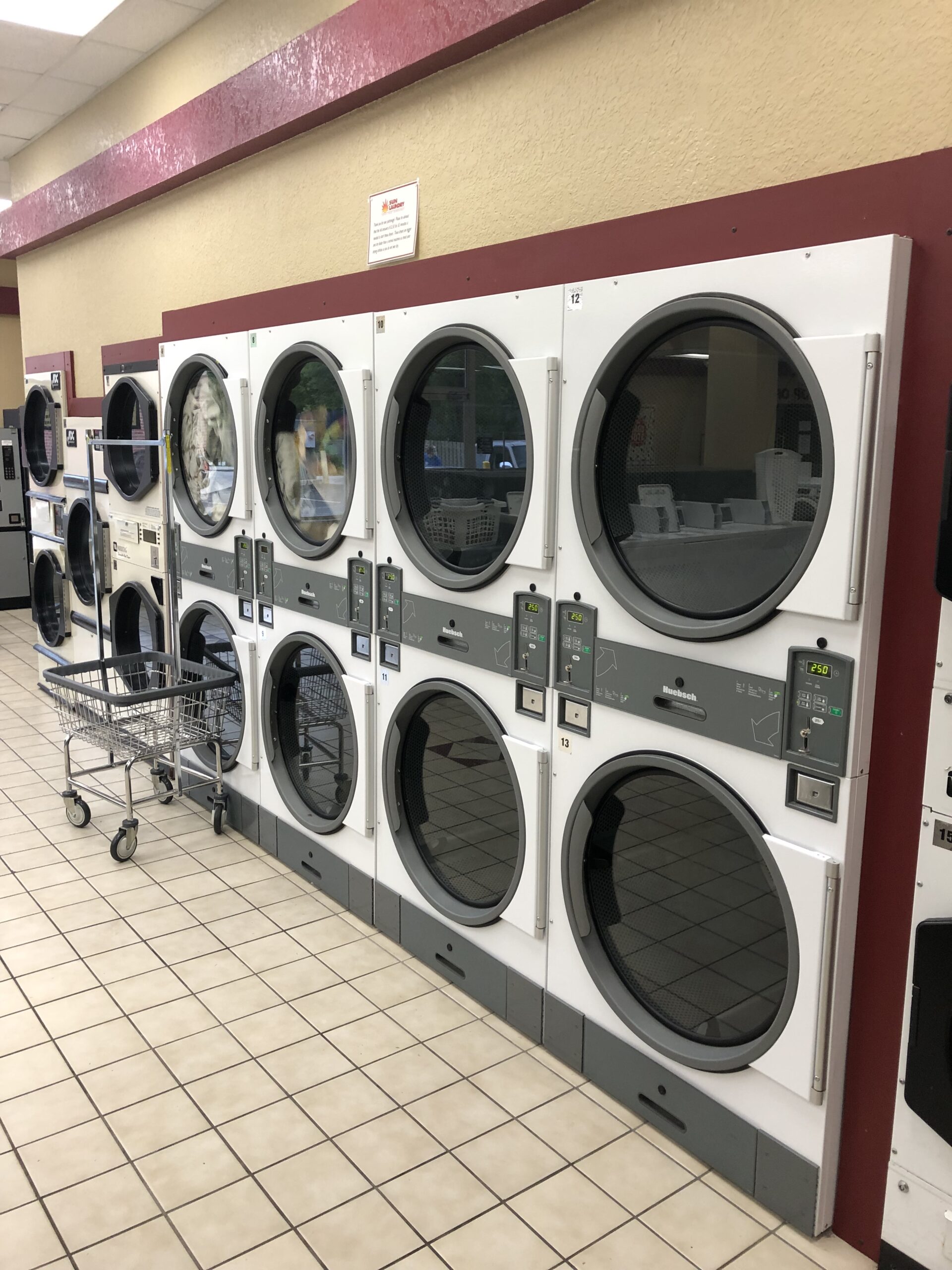 Wall of giant dryers at Sun Laundry Oconomowoc Wall of giant dryers at Sun Laundry Oconomowoc